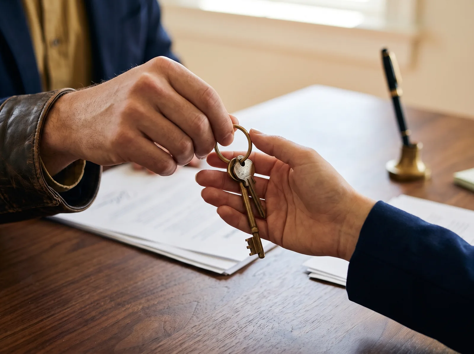 House keys being handed across the closing table (sample image)